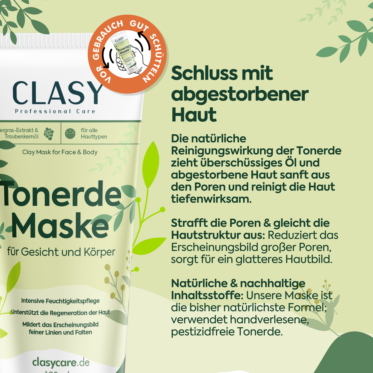 Tonerde-Maske gegen abgestorbene Hautzellen – 100 ml