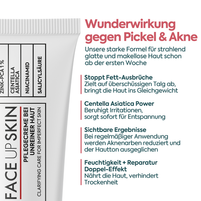 Perfekte Wirkung gegen Akne & Pickel – FACEUPSKIN® für unreine Haut 40 ml